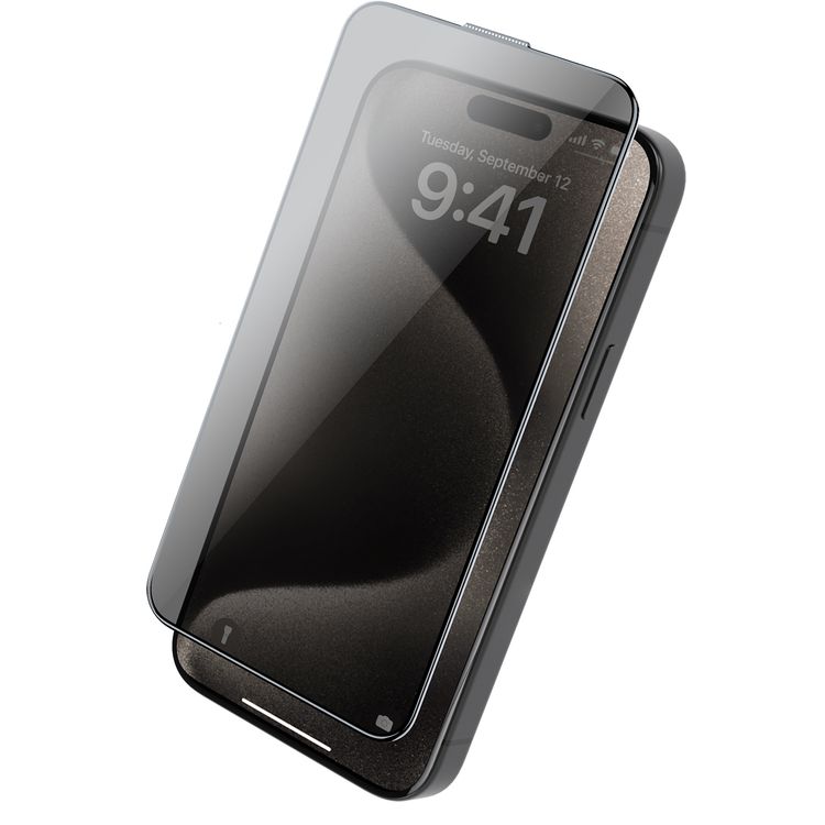 واقي شاشة الخصوصية من iFroog، زجاج حماية كاملة مضاد للتجسس لهاتف iPhone 15 plus، مضاد لبصمات الأصابع ومقاوم للخدش - اسود