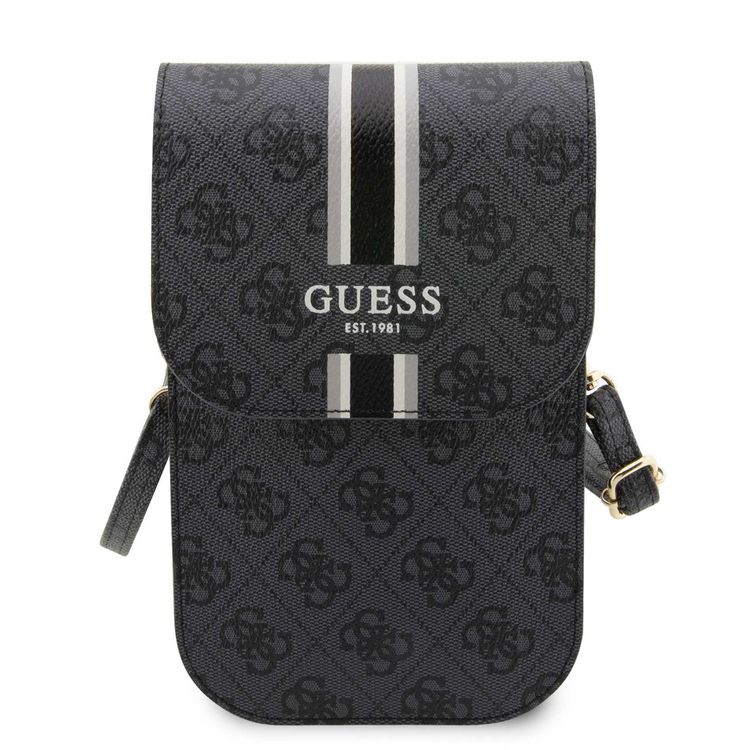 Guess Universal Phone Pouch 4G With Stripes Pattern - Black