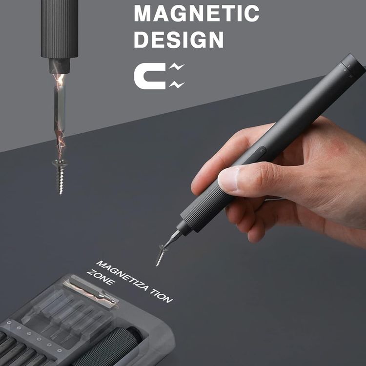 مفك البراغي الكهربائي من شاومي بدقة مع عزم دوران قابل للتعديل بسرعتين، وبطارية ليثيوم 350 مللي أمبير في الساعة، ووقت شحن من 160 إلى 200 دقيقة، ومنفذ شحن USB-C، و13 اختبار أمان للبطارية و3 وظائف أمان للشحن، وعلبة تروس معدنية بالكامل - باللون الرمادي.