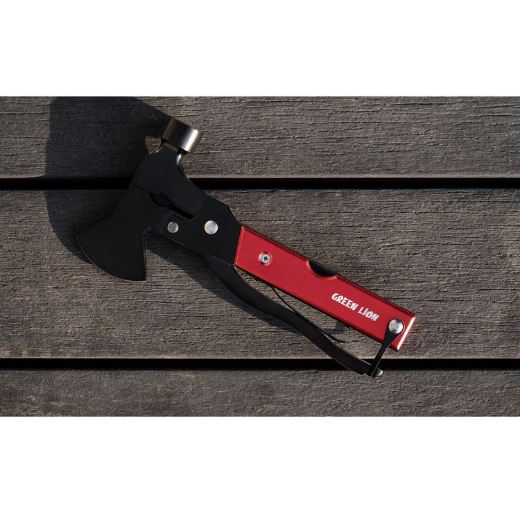 Green Lion Storm Breaker Multi-Tool Axe with Stainless Steel 420 Material, 13 Functions in One, Sharp Edge, Easy to Carry & Durable - Red