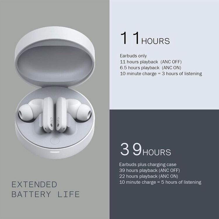 CMF By Nothing Buds Pro True Wireless Earphones, Hybrid Active Noise Cancellation, Fast Charge, 460 mAh Case Battery, 55 mAh Buds Battery - Light Gray