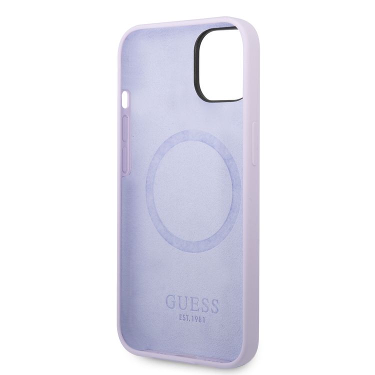 Guess Magsafe Silicone Case With Metal Plate Logo - Purple