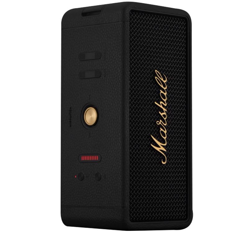 Marshall Middleton Portable Wireless Bluetooth Speaker, 20 Hours Playing Time, Bluetooth 5.1, Bluetooth Range 10m, 4.5 Hours Charging Time, AUX, Multi Host, True Stereophonic - Black / Brass