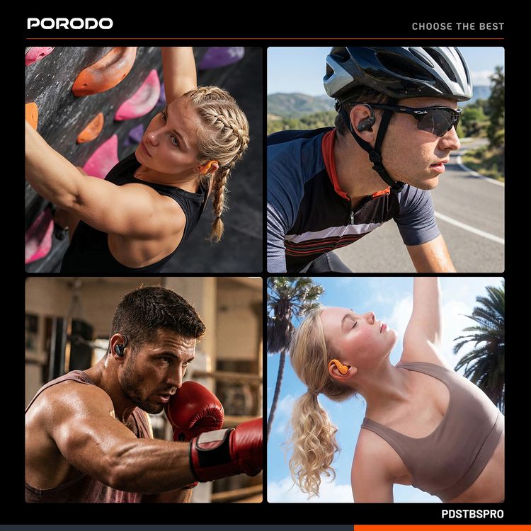 Porodo Soundtec Canary In-Ear Earbuds with 4 Hours Play Time, Automatic Connection, Voice Assistant, Hi-Fi Sound Quality, Touch Control, Ergonomic Fit, TWS Pairing, Bluetooth Version 6.0 - Black