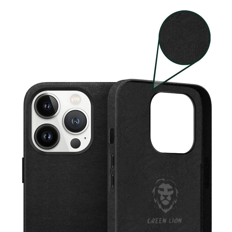 Green Lion Vegan Leather Case for iPhone 13 Pro Max ( 6.7" ),  Easy Access to All Ports, Anti-Scratch, Sweat & Waterproof, Shock-Absorption & Drop Protection - Black