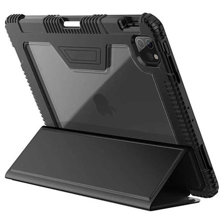 Viva Madrid Rogue Drop-Proof TPU Case with Apple Pencil Holder, Foldable Stand, Anti-Scratch, Shock-Absorption Protection Cover Compatible for iPad 10.8" 2020 - Carbon Black