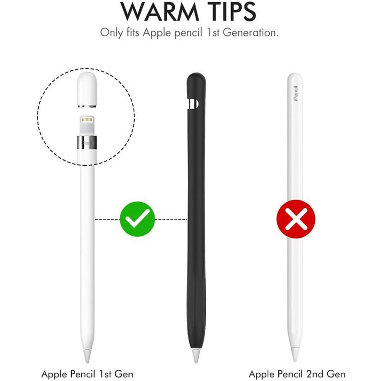 Ahastyle Premium Silicone Anti-Slip Sleeve Protective Cover Skin Compatible for Apple Pencil - Scratch & Dirt Resistance Lightweight Silicone Pen Case - Black
