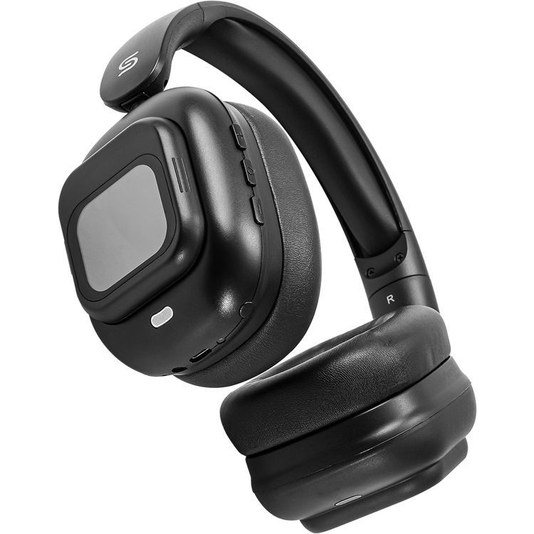 Porodo Soundtec Touchwave ANC Headphones with Detachable Touch Screen, 300mAh Battery Capacity, USB-C Charging Port, 2 Hours Charging Time, Bluetooth Version 5.4, 10m Transmission Range, Up to 29 Hours Play Time, Built-in Microphone, Immersive Audio, Compact Foldable Design - Black