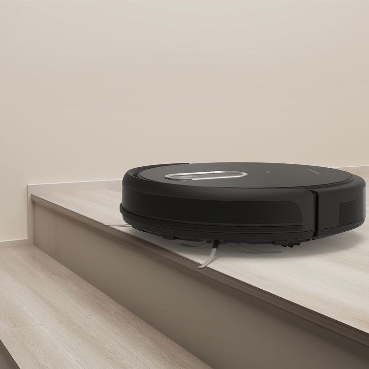 Powerology Smart Robot Vacuum Cleaner with Detection Sensors, 2000Pa Suction Power, 120 Minutes Working Time, Re-Washable HEPA Filter, Google Voice Assistant, 500mL Bin Capacity - Black