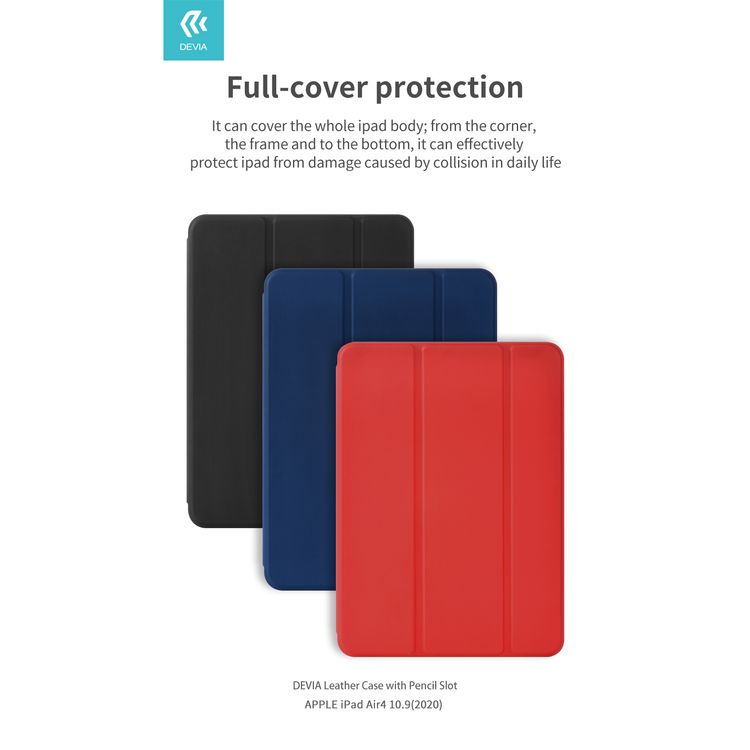 Devia Leather Case With Pencil Slot for iPad Air4 10.9" (2020) - Blue