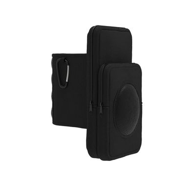 Porodo Lifestyle Magnetic Water Bottle Bag for Standard Water Bottles, Durable Neoprene Material, Magnetic Phone Holder, 3mm Magnet Thickness, Compact & Portable - Black