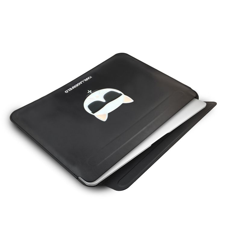 Karl Lagerfeld Saffiano Computer Sleeve with Choupette Compatible for a 14-inch notebook/tablet ,Slim Lightweight Portable Storage Bag Suitable for Outdoor - Black