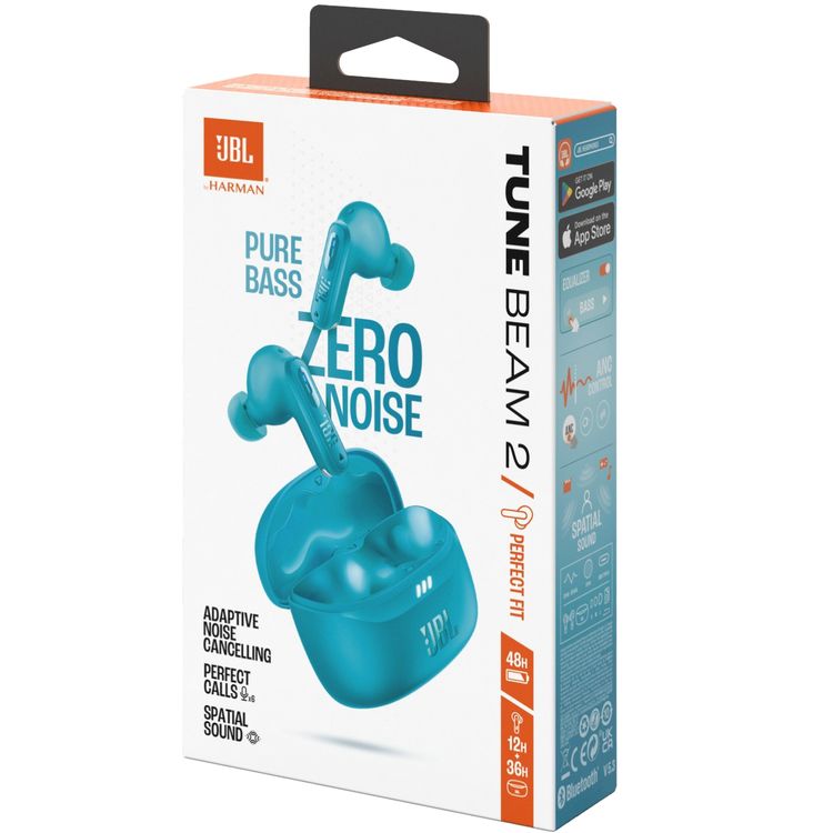 JBL Tune Beam 2 True Wireless Noise Cancelling Earbuds with Multi-Point Connection & Fast Pair Enabled by Google, JBL Headphones App, 48 Hours Battery Life - Teal