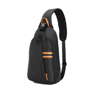 Porodo Gaming Sling Bag with 20W USB-C Charging Outlet, 2 Compartments, Polyester, Waterproof - Black