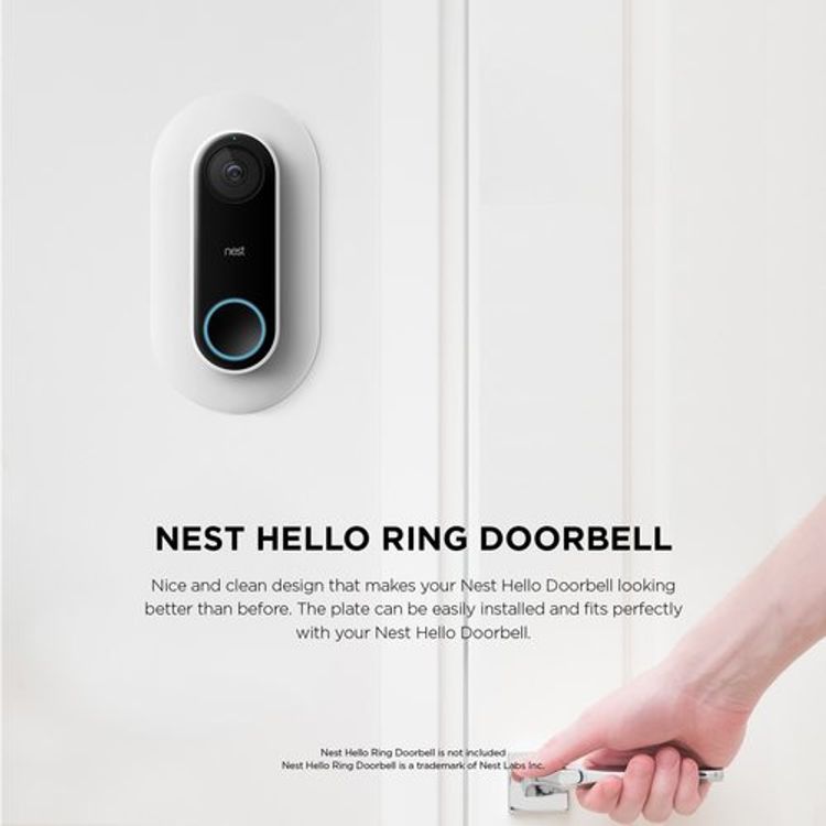 Elago Wall Plate Designed for Google Nest Hello Wall Plate Compatible with Google Nest Hello Smart Wi-Fi Video Doorbell, Use with Adjustable Wedge - White