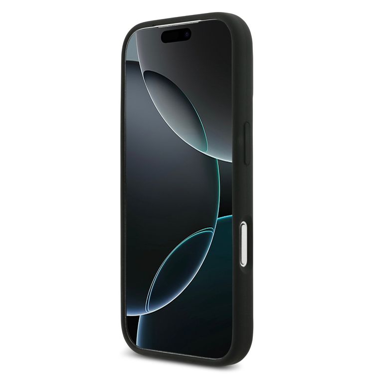 غطاء سيليكون سائل بتقنية MagSafe من BMW مع طبعة متعددة الألوان لجهاز iPhone 17 Pro، حماية من السقوط، تصميم نحيف، سهل التركيب، تغليف مستدام - لون أسود