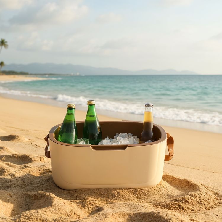 Green Lion Vintage Insulated Cooler Box 12L with Leak-Proof Design, Food-Grade Safety, Triple-Layer Insulation, Hot and Cold Storage, Adjustable Strap, Airtight Protection, Impact Resistant, Travel Friendly, Long-Lasting Insulation - Beige 