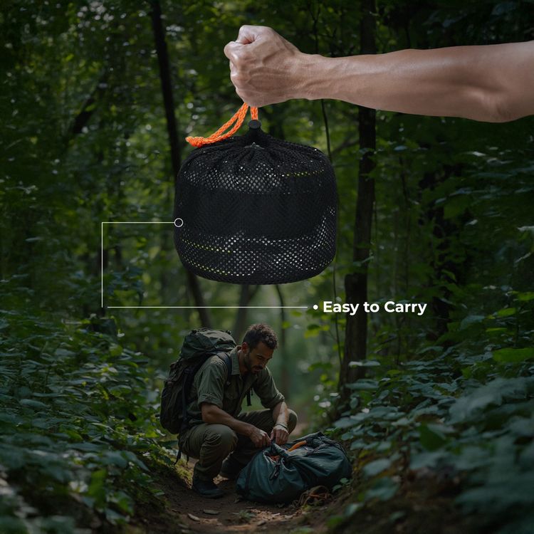 Green Lion 10-in-1 Camping Cookware with Camping Stove, Foldable Soup Spoon, Wooden Shovel, Small Bowl, Foldable Knife, Heat-Resistant Handles - Black