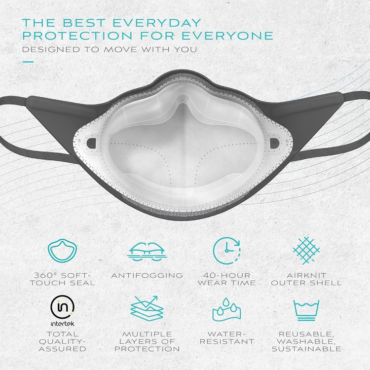 AirPOP Pocket Reusable Face Mask (2pcs) 4-Layer Filter Face Covering, Easy Breathing - Fit & Comfortable Folding Adjustable Face Mask for Pollutant Protection - White