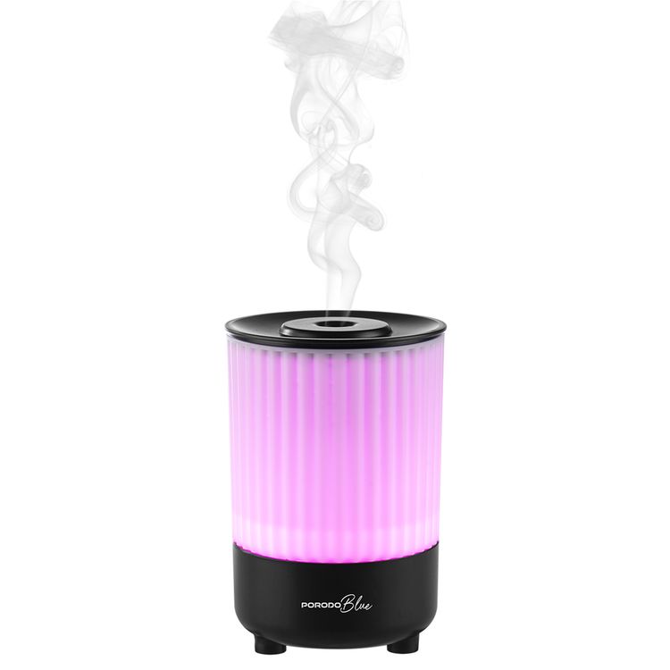 Porodo Blue NOA Portable Aroma Diffuser with Colorful Lights, Adjustable Brightness, Delicate Moisture, Aromatherapy and Mist Function,  150mL Capacity, 7 Color Modes, ABS + PC Material, 6.5 W Rated Power, USB-C Charging Port, 850mA Rated Current - Black 