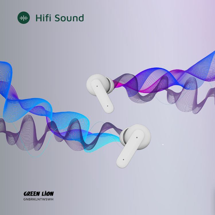 Green Lion Brooklyn True Wireless Earbuds with Voice Assistant, 4 Hours Playtime, Built-in Microphone, HiFi Sound, Touch Control, Dual-Mic - White