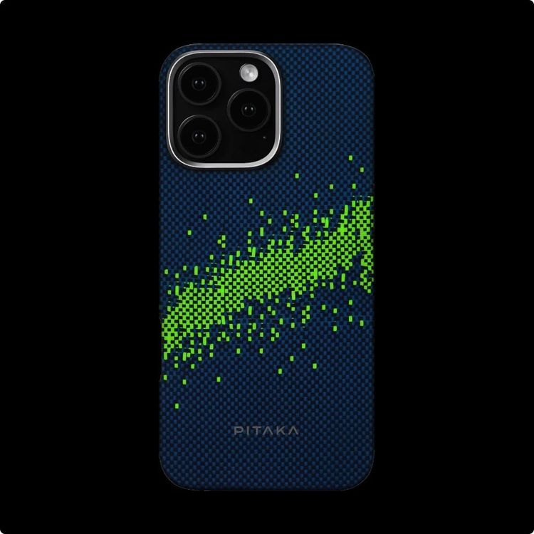 Pitaka StarPeak Luminous Case for iPhone 16 Pro, Woven Touch, Ultra Slim, Raised Camera Lip, MagSafe Compatible - Milky Way Galaxy