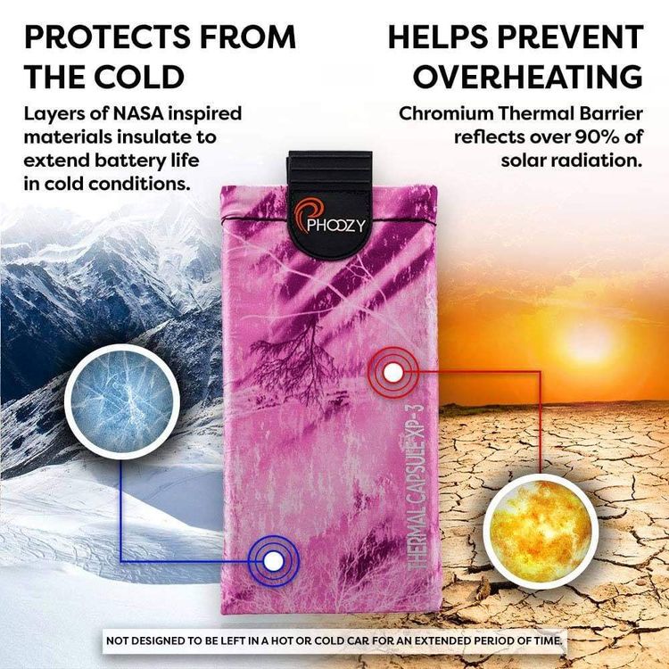 Phoozy XP3 Realtree Series Thermal Mobile Phone Case Capsule with Internal Stash Pocket, Weatherproof Pouch, Floating Case Bag, Multi Attachment Strap Pink-Medium