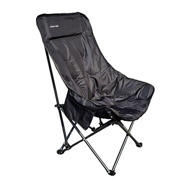 Green Lion Desert Ranger Camping Chair with Storage Bag, Foldable Design, Heightened Backrest, Anti-Slip Feet, Padded Seats, Up to 120Kg Load Capacity - Black