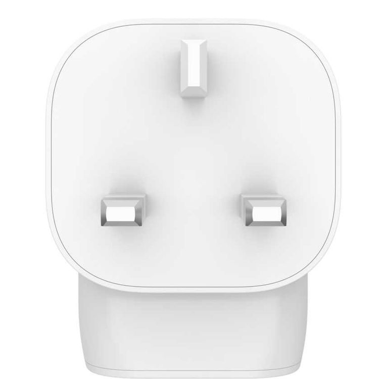 شاحن بيلكين جداري 30 وات ، شاحن منزلي مزدوج قائم بذاته (18 وات يو اس بي سي / 12 وات يو اس بي -أ-) المملكة المتحدة ، شاحن سريع بي دي متوافق مع ايفون 12/12 برو / 12 برو ماكس / 12 ميني / 11/11 برو / 11 برو ماكس ، ايباد برو 11 / 12.9 مع اجهزة يو اس بي سي - ابيض