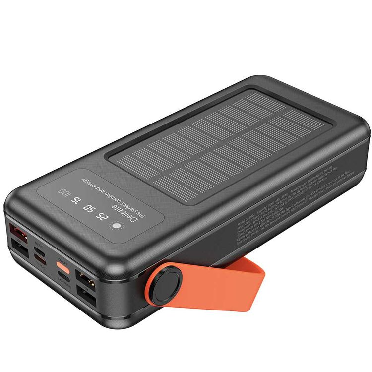 Green Lion Solar Portable Power Bank 30000mAh PD 20W QC3.0 - Black