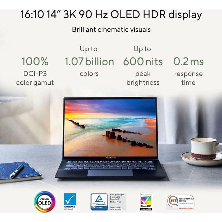 ASUS Zenbook 14 OLED Laptop UM3402YA - AMD Ryzen R5-7340U, 8GB RAM, 512GB SSD, AMD Radeon Graphics, 14-inch 3K OLED, Windows 11 Home - Jade Black
