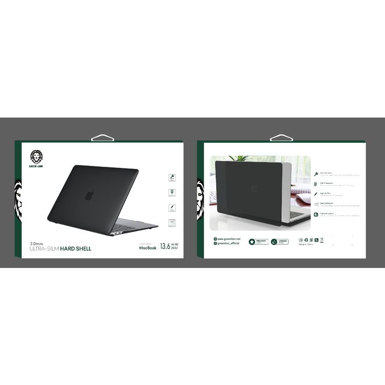 Green Lion Ultra-Slim Hard Shell Case 2.0mm for Macbook Air 13.6  2022 M2 - Grey