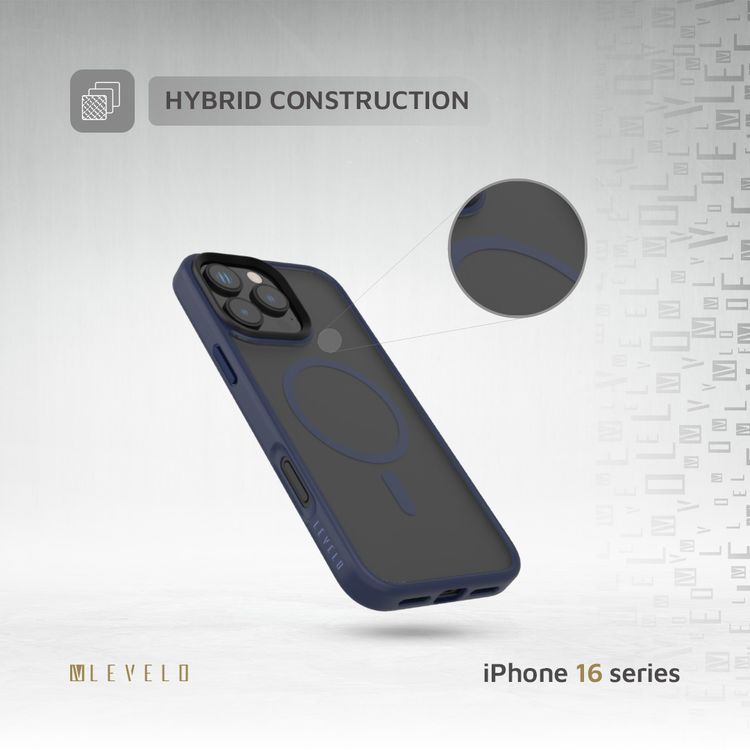 Levelo MagSafe Matte Solo Case for iPhone 16 Pro with Impact-Resistant Corners, 3H Scratch Resistance, Matte TPU Bumper, Lightweight & Hybrid Design - Blue