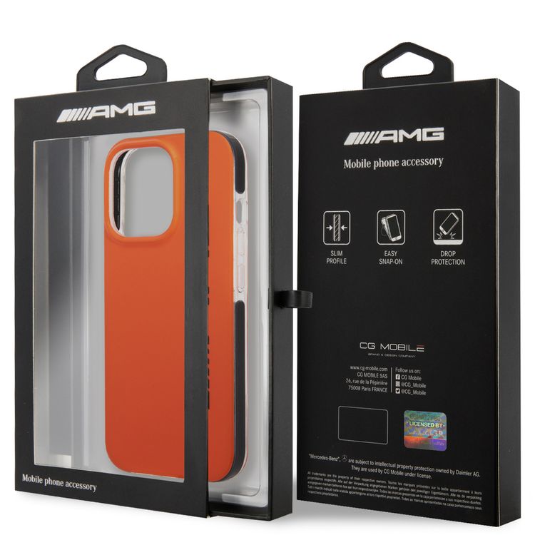 جراب AMG AMHCP13L2EBOO PC/TPE الصلب متوافق مع iPhone 13 Pro 6.1 بوصة - برتقالي/أسود