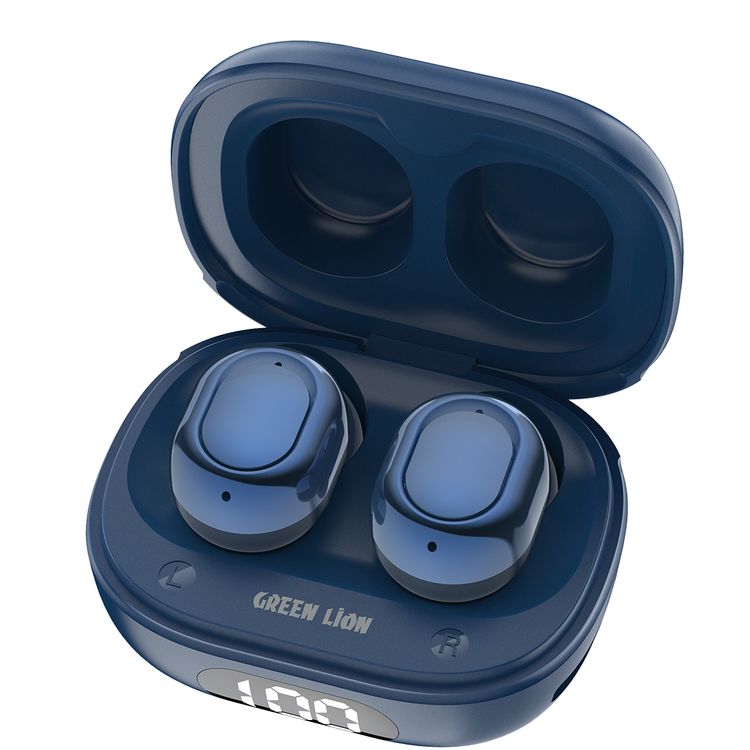 Green Lion Mittersill True Wireless Earbuds with ENC, Up to 6 Hours Playtime, IPX5 Waterproof Resistance Level, Bluetooth Version 5.4, Up to 10m Transmission Range, Type-C Charging Port, Dual-Microphone, Strap Included - Blue