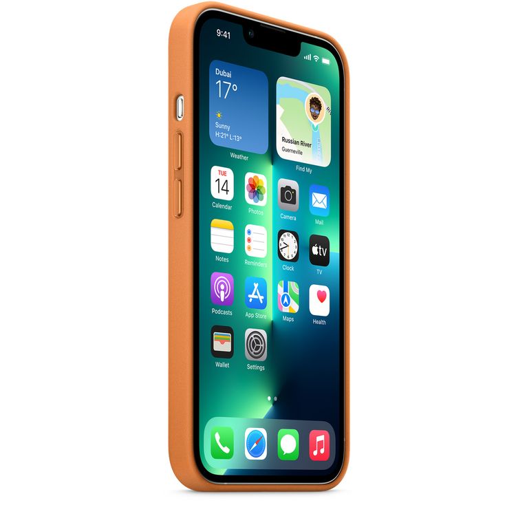 Apple Leather Case with MagSafe Compatible for iPhone 13 Pro (6.1") - Golden Brown