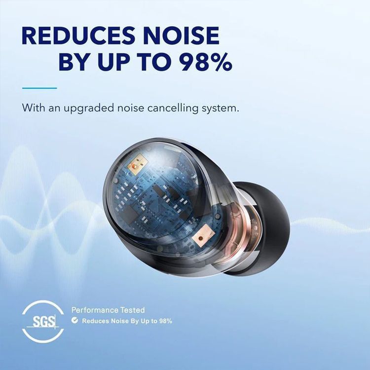 Soundcore Space A40 Active Noise Canceling Earbuds, Up to 50 Hours Battery Life, 10 mm Diameter Speaker, USB Type-C Charging Case Connection, Active Noise Canceling, Recommended for Calls, Commute, and Travel - Black