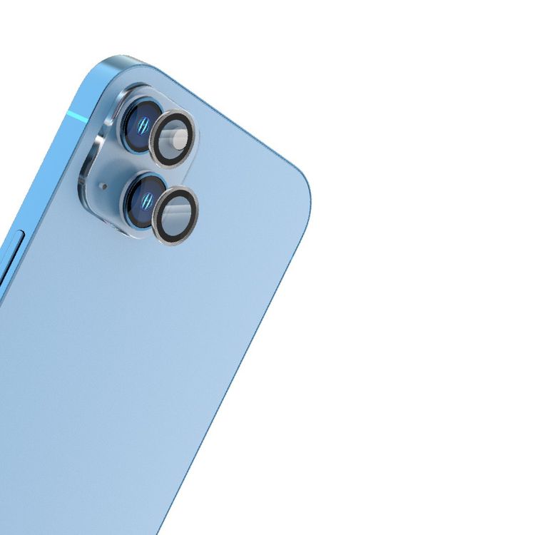 LEVELO Lucent Duo Lens Protector Compatible for iPhone 13 Mini & 13 (2pcs), 9H Hardness, Bubble Free, Ultra Thin & Full Coverage, Camera Lens Protector, Anti-Scratch - Silver