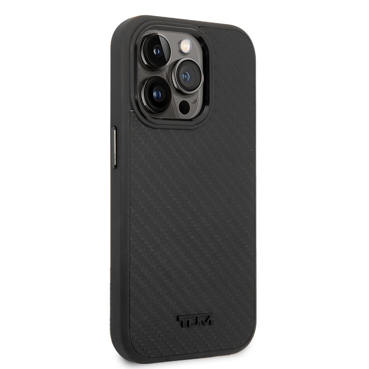 Tumi HC Aluminium Carbon Pattern Case For iPhone 14 Pro Max - Black