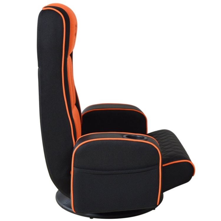 Porodo Gaming Predator Pro Gaming Seat with Armrest & Cupholder 360 Swivel - Black/Orange