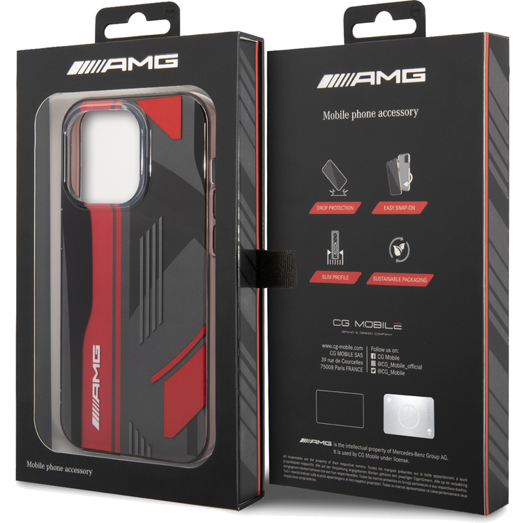 AMG Transparent Double Layer Case Expressive Graphic Design iPhone 14 Pro Compatibility - Black/Red