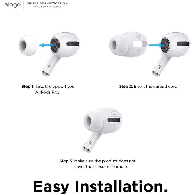 غطاء Elago Airpods Pro Earbuds Plus مع أطراف مدمجة (6 أزواج) - أزرق