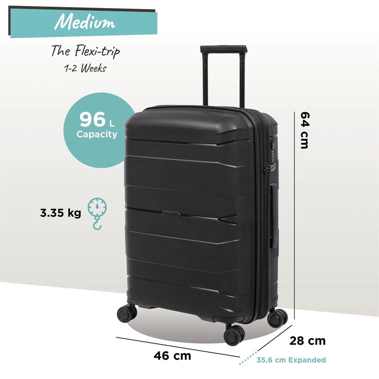it luggage Momentous Medium 25" Luggage, 8 Wheel Spinner, Telescopic Extendable Handle, Combination Lock, Polypropylene Material - Black