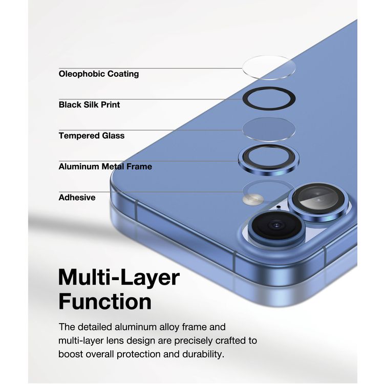 Green Lion HD Plus Camera Lens for iPhone 16 & 16 Plus, Anti-Glare Coating, Anti Scratch, Nano Absorbing, Anti-Fingerprint, Full Coverage, High Transparency - Ultramaine 