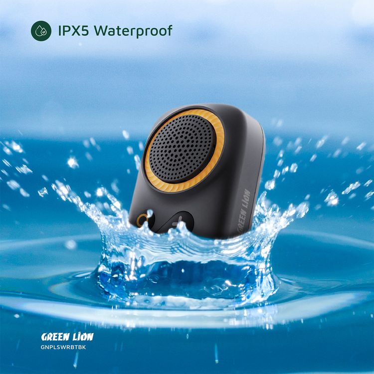 Green Lion Pulse Wear Bluetooth Speaker with Built-in Microphone, 8 Hours Play Time & 2 Hours Recharge Time, Wearable Design, Voice Assistant, 10m Transmission Range, Type-C Charging Port, Dual Magnets - Black
