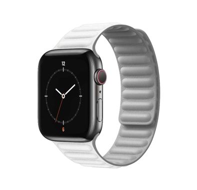 iGuard by Porodo Premium Leather Adjustable Magnetic Watch Band for Apple Watch, Fit & Comfortable Replacement Wrist Band Compatible for Apple Watch 40mm / 38mm - White