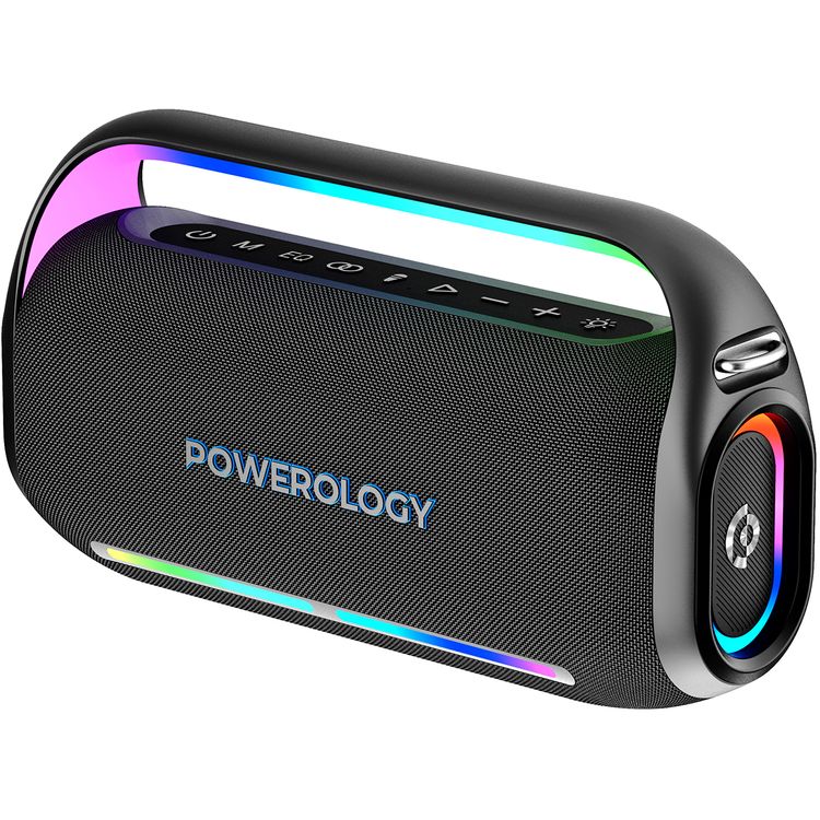 Powerology TWS Karaoke Speaker 150W with Mic and Remote, Bluetooth Version 5.0 + DSP, 18000mAh Battery Capacity, 12 Hours Working Time, 7.5 Hours Charging Time - Black