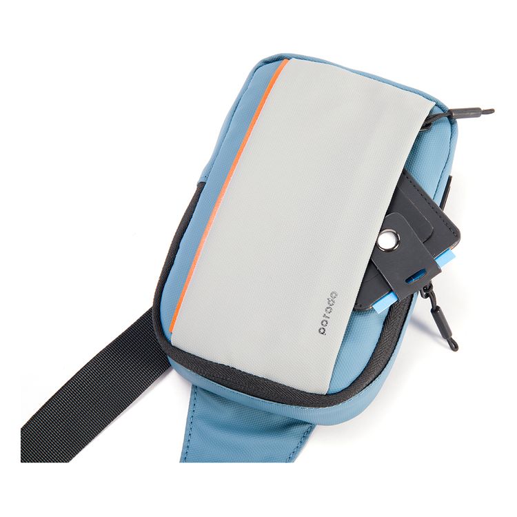 Porodo Lifestyle Sling Bag with Adjustable Shoulder Strap, Durable Material, Smooth Zipper, Type-C Charging Port, PD 20W, Water Resistant - Black / Blue