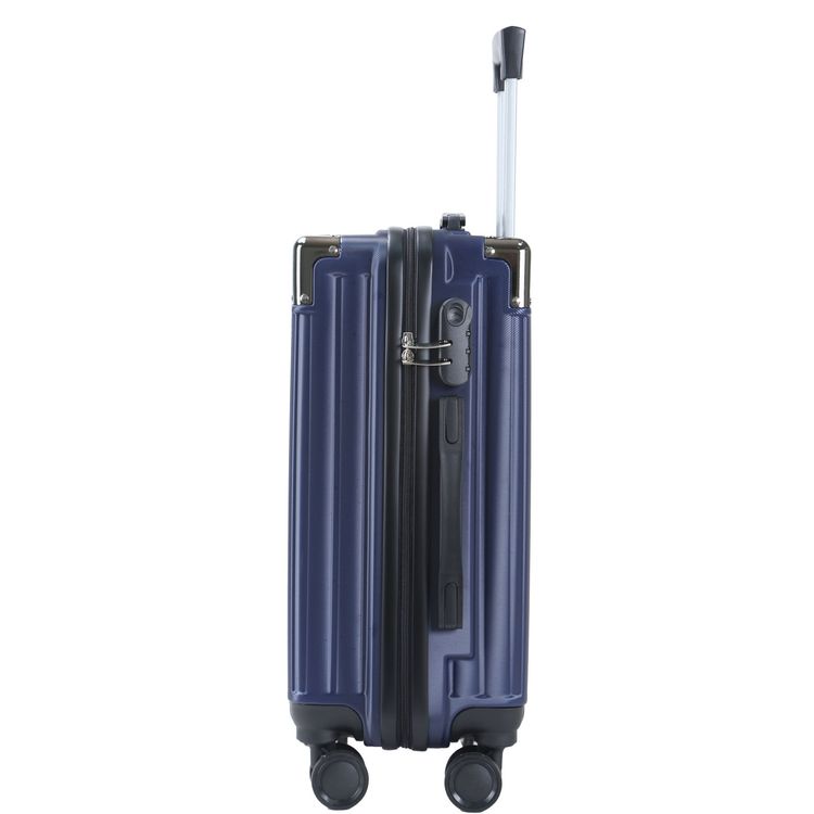 Levelo 3-Set ABS Luggage with Built-in Weighing Scale, Combination Lock, Iron Trolley, Double Wheels, Impact-Resistant Corners & Shock-Resistant, PP & Soft Rubber Handle - Dark Blue