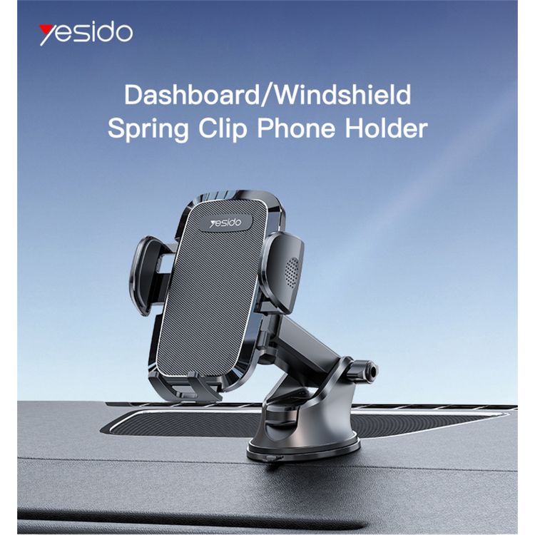 YESIDO C139 Cell Phone Automobile Cradles Adjustable Car Cell Phone Mount Base Broadcasting Phone Stand, Automatic Clip Suction Cup Car Holder